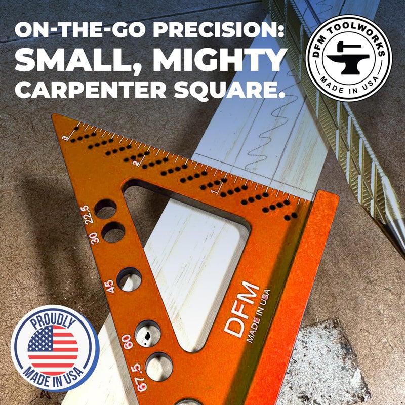 DFM Tool Works DFM Small Carpenters Work Tools w/Fixed Miter Angle Pin - Precision Woodworking - 3.5" x 3.75" Size for Pocket 1/16" Scribe Holes 5 x 1/4" Pin Holes - Made in USA - English Blue - Image 4